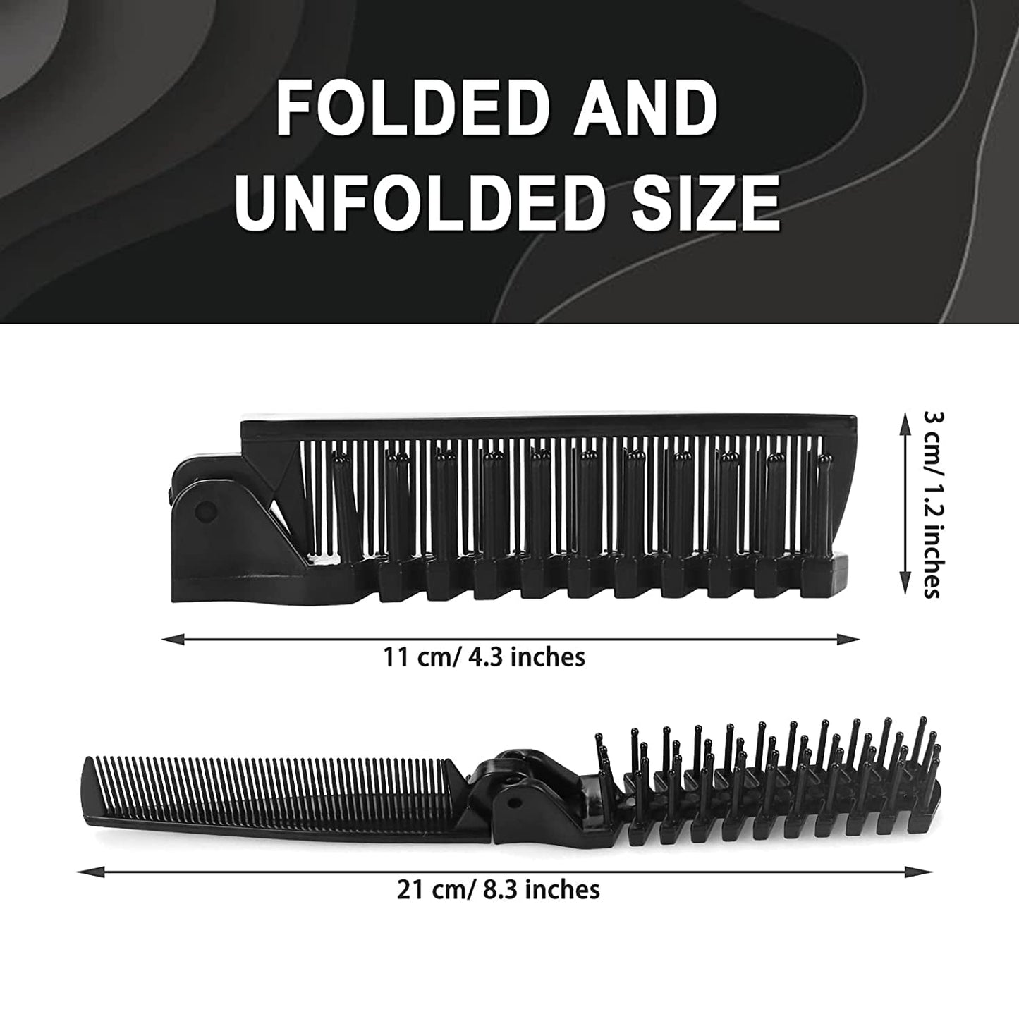 Foldable Combs in Bulk Individually Wrapped, Travel Pocket Hair Comb, Folding Hair Brush Double Headed, Brush Comb Styling Tool for Men Women Combs, Black (One Size, 200, Count)
