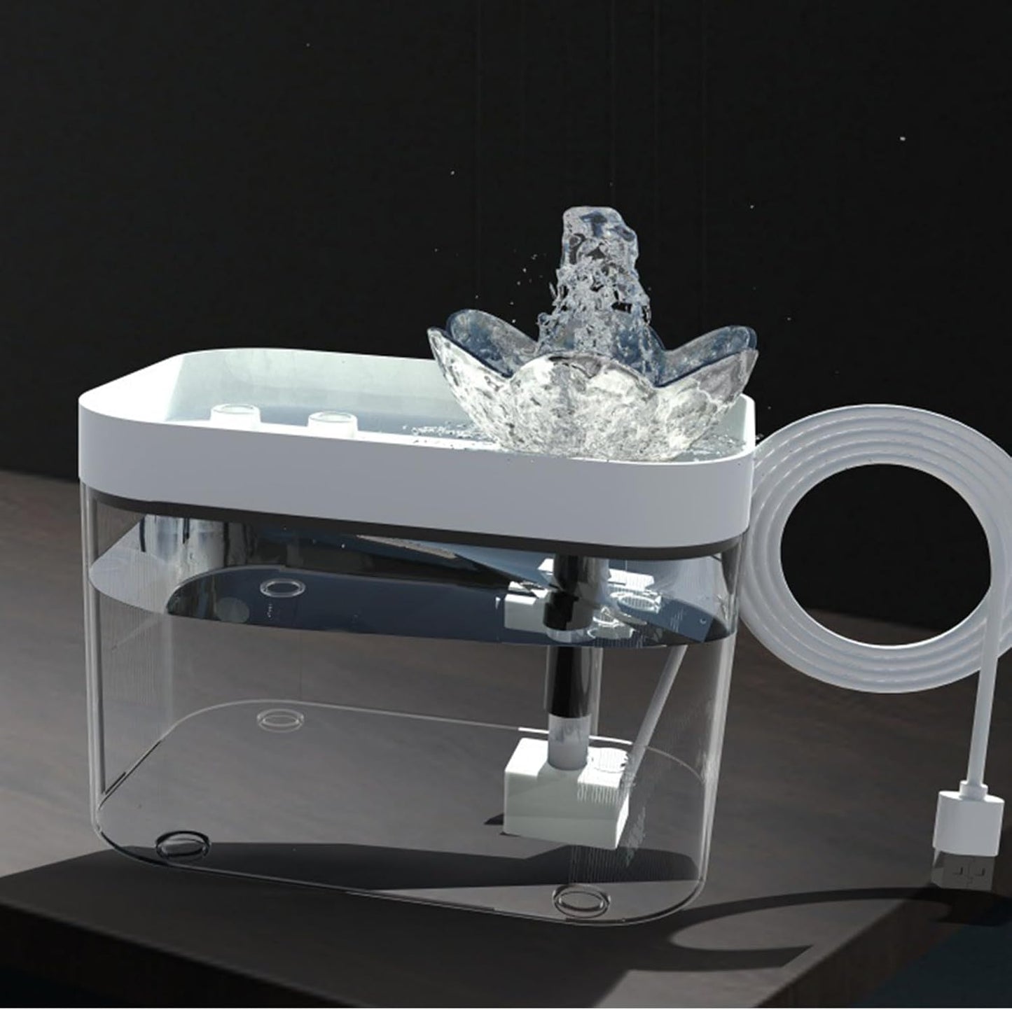 Cat Water Fountain - USB Rechargeable Filter Dispenser, Silent Automatic Cat Water Fountain, Continuous Fresh Flow, Easy to Use Pet Hydration, for Indoor Home Kitten Dog, 4.72x4.72x6.29inch