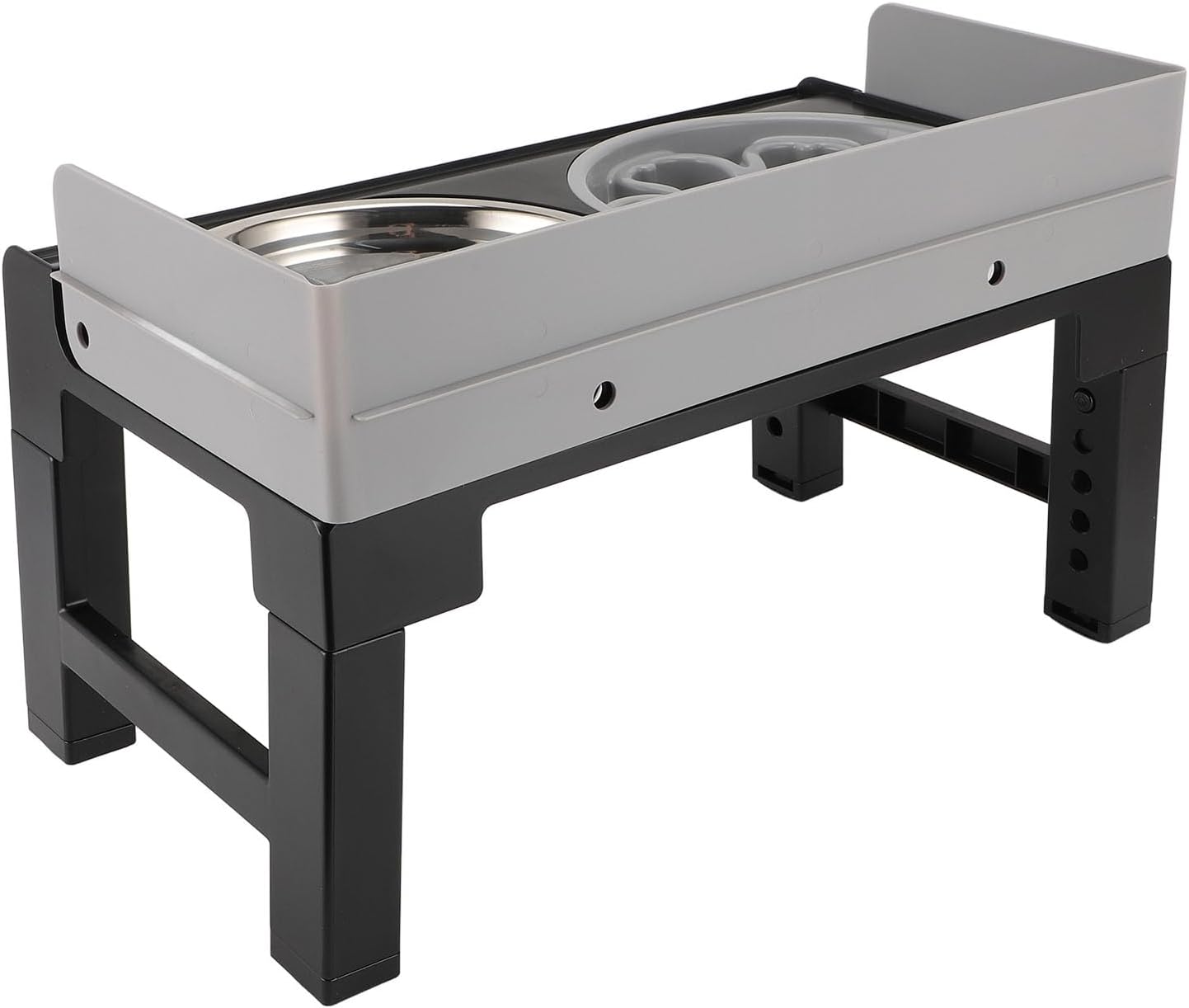 Adjustable Raised Dog Bowl Stand Elevated Dog Bowls Slip Dog Feeder for Medium and Large Dogs (Grey)