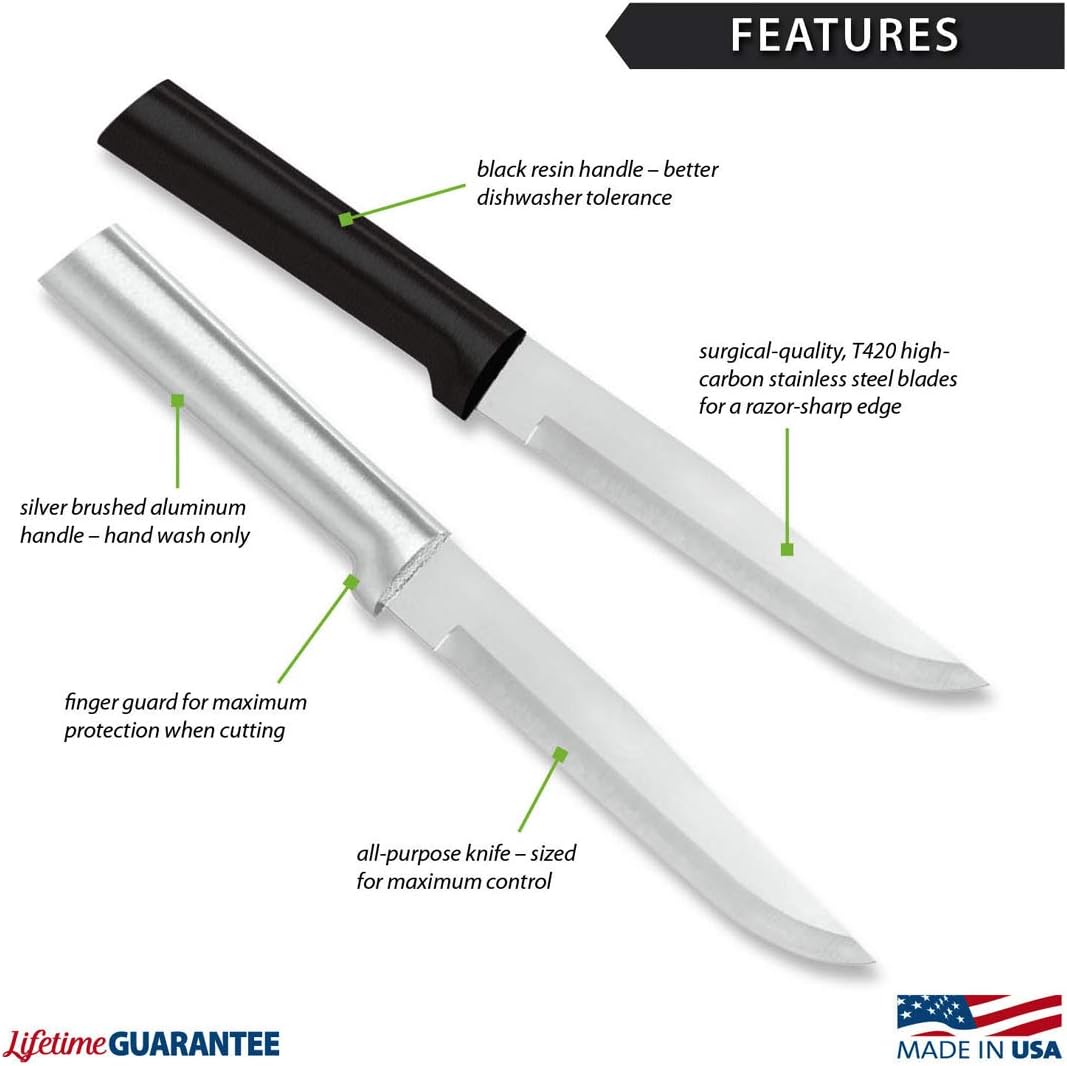 Rada Cutlery Stubby Butcher Knife (R106), 5.38" Stainless Steel Blade, Silver Handle
