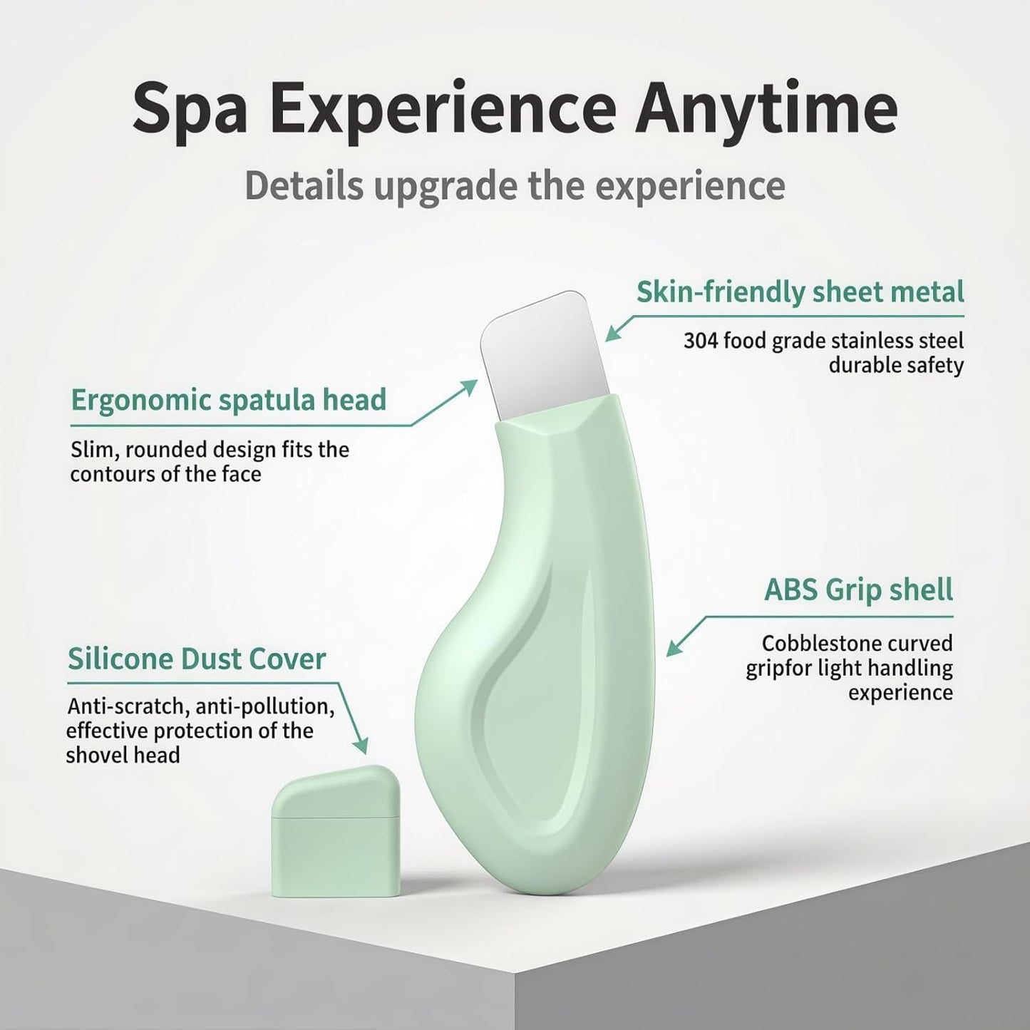 Blackhead Remover Tool, Stainless Steel Face Scraper for Deep Cleansing, Skin Scrubber Face Spatula with Silicone Cover, Nose Blackhead Remover, Skin Care Tool for Men and Women (Green)