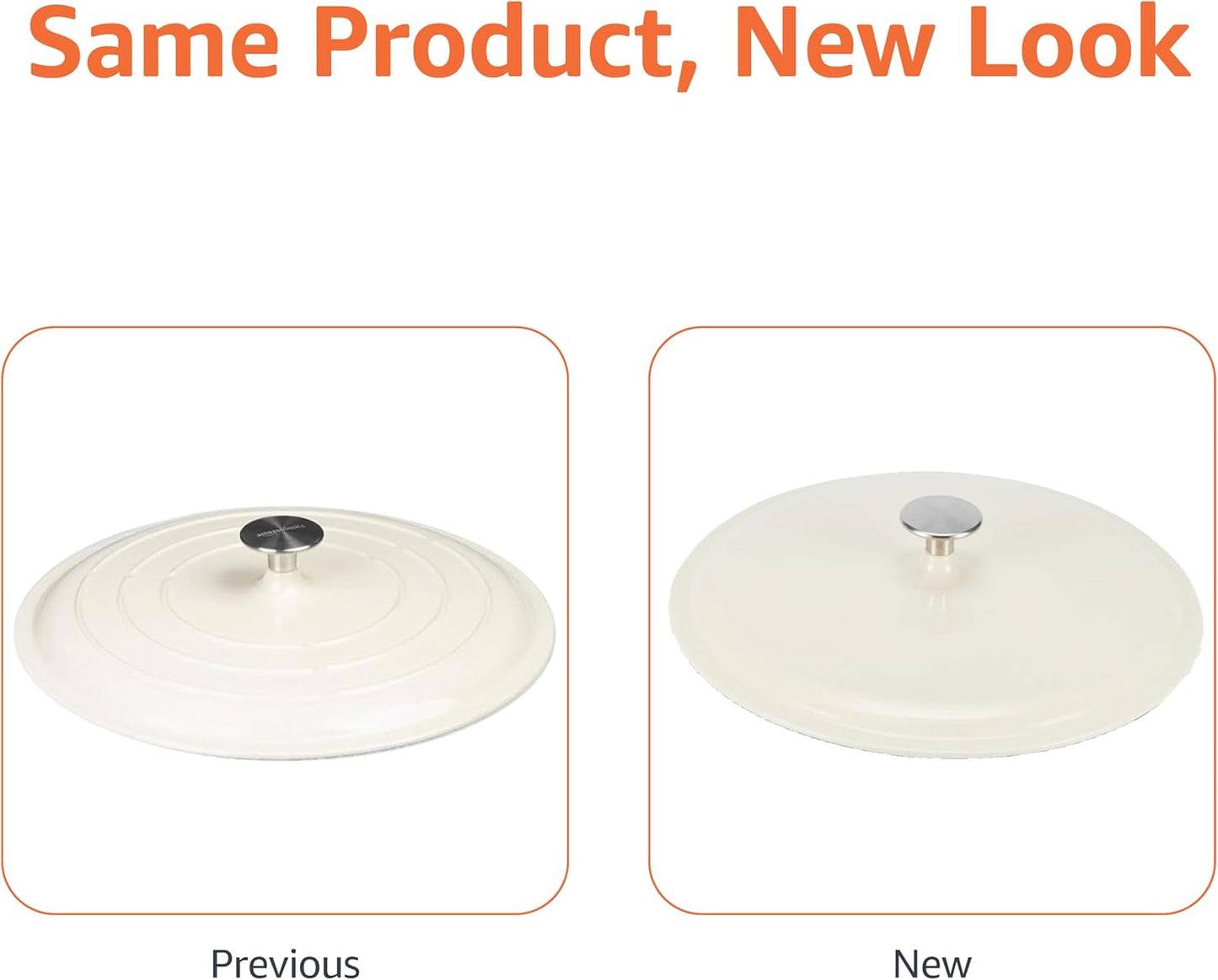Amazon Basics Enameled Cast Iron - Covered Round Casserole Skillet with Lid, Oven Safe - 500°F, Even Heat Distribution, 3.3-Quart, White