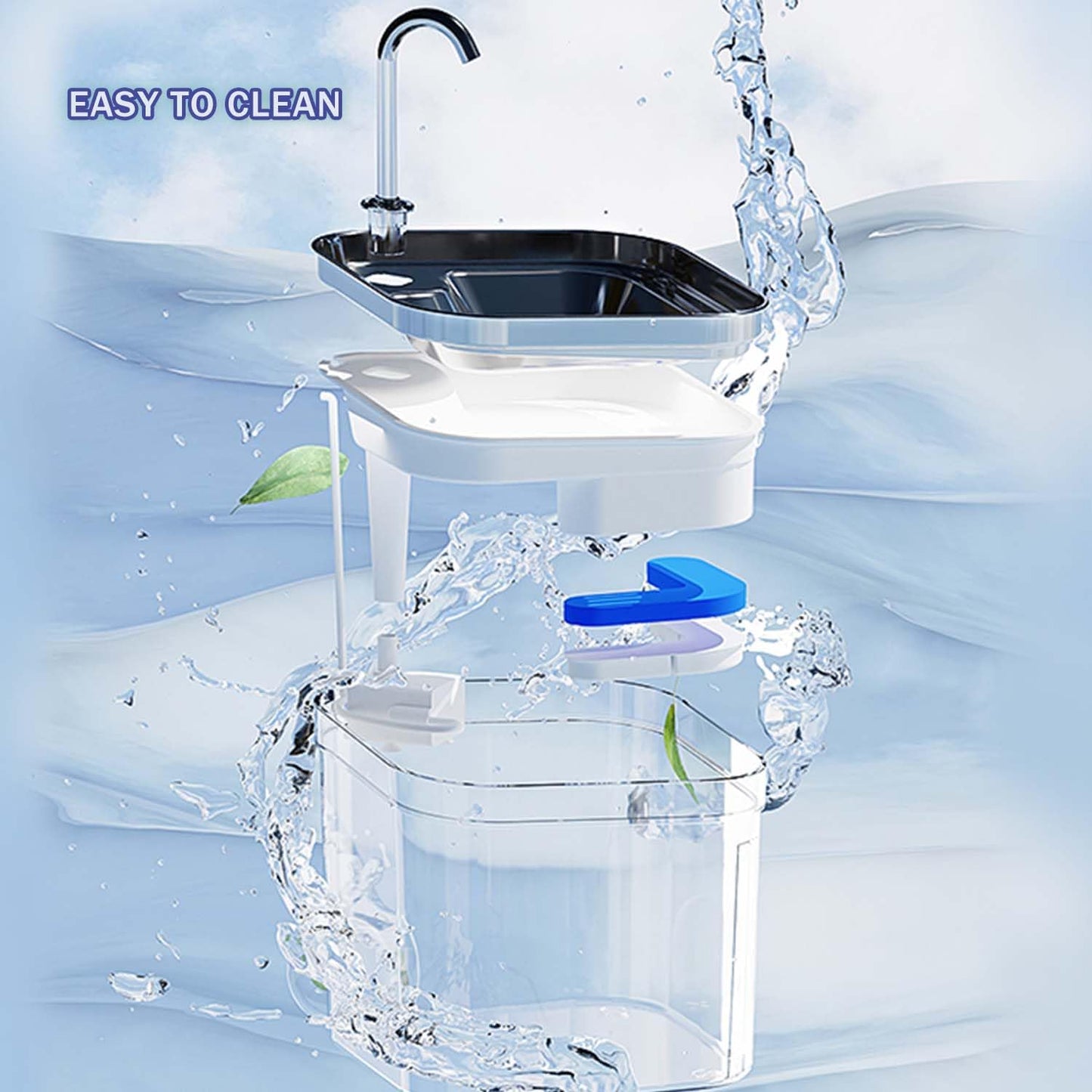Cat Water Fountain, 74OZ/2.2L Stainless Steel Cat Drinking Fountain with Ultra Quiet Pump, for Cats Dogs Indoor