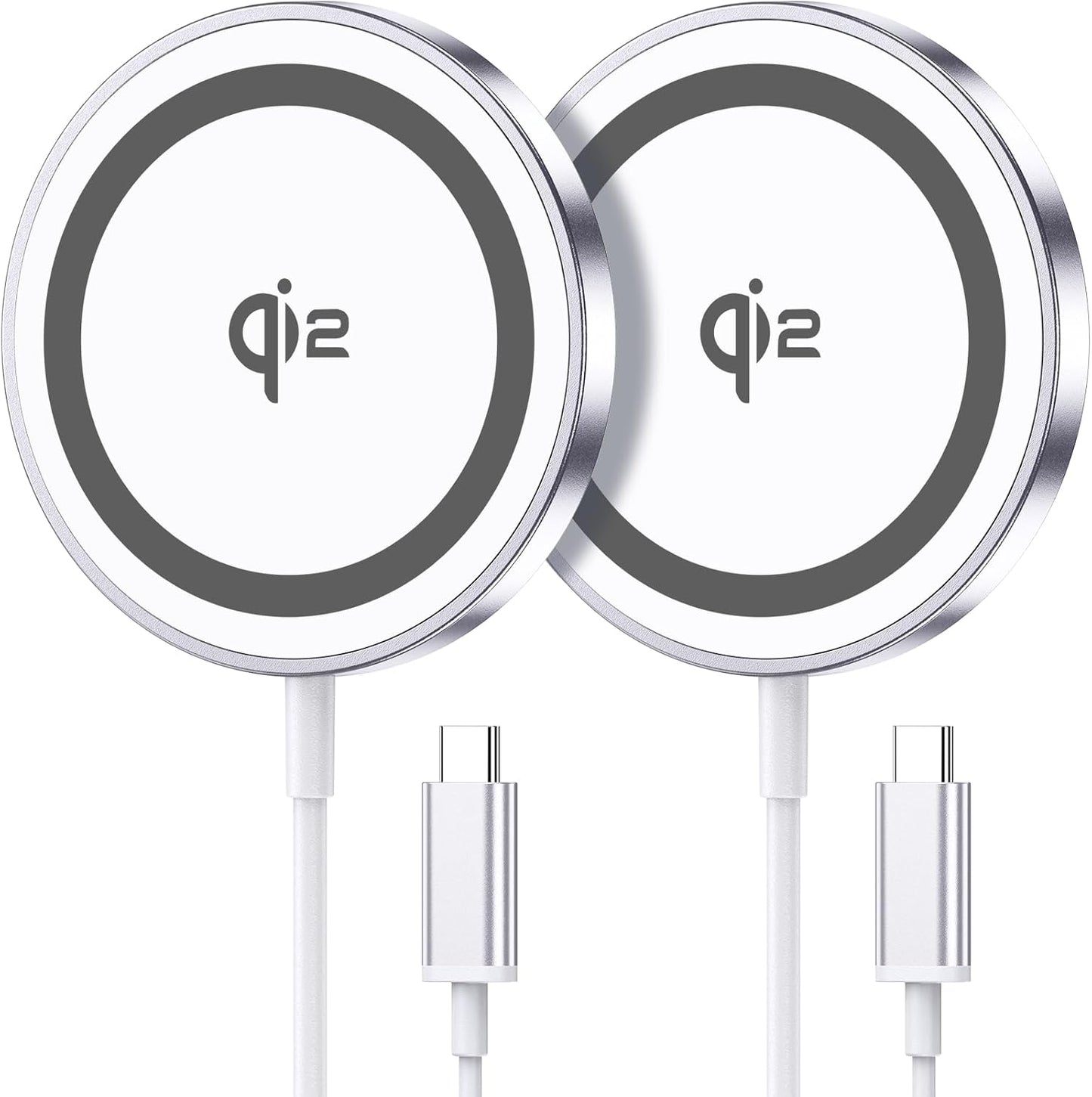 for Mag-Safe Charger 2 Pack,Qi2 Certified 15W Magnetic Wireless Charger Fast Charging Pad for iPhone 17 16 15 14 13 12&Airpods Pro 4 3 2&Samsung Galaxy S25&Pixel 10 Series,Strong Magnet,Ultra-Thin