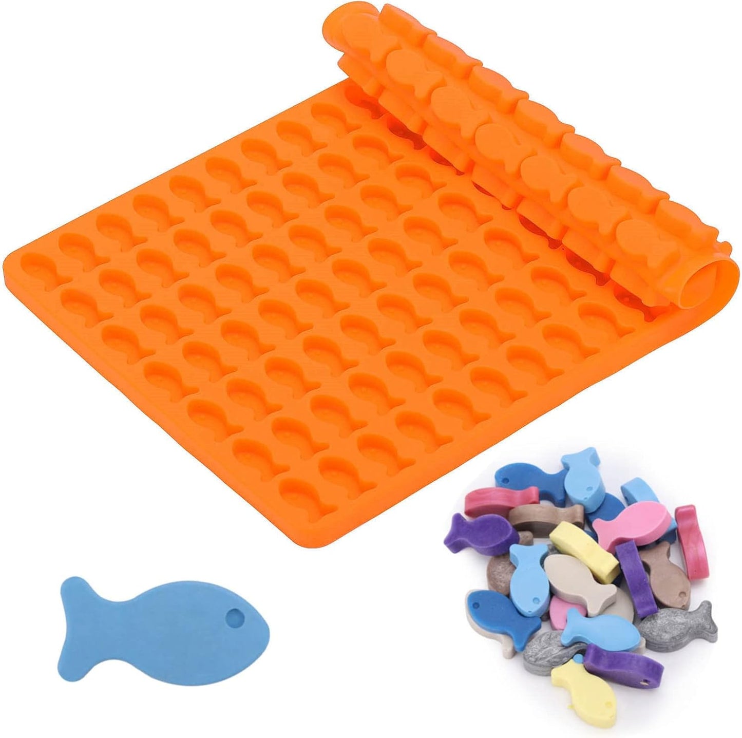 112 Cavity Silicone Molds Mini Fish Shaped Dog Treats Mold Non-stick Chocolate Molds for Baking and Freezing Candy, Biscuits, Ice Cubes