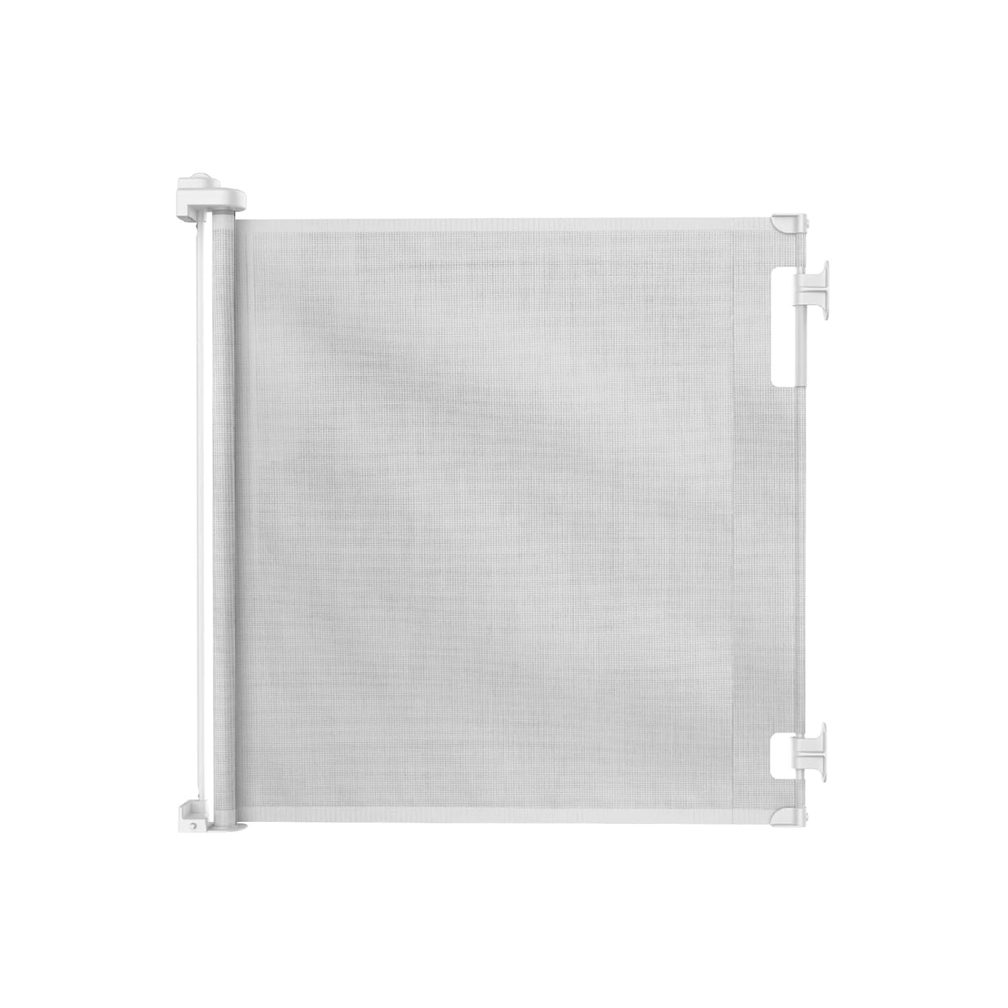 Retractable Baby Gate Perma Child Safety 33" Tall x 55” Wide, Mesh, for Stairs, Doorways, Dogs, Pets, Indoor, Outdoor, One-Handed Operation, Locking, Easy Install, Hardware Mount, White