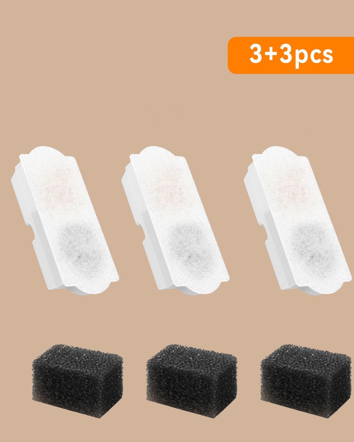 Ceramic Cat Water Fountain Filters 3pcs Carbon Filters + 3pcs Sponges
