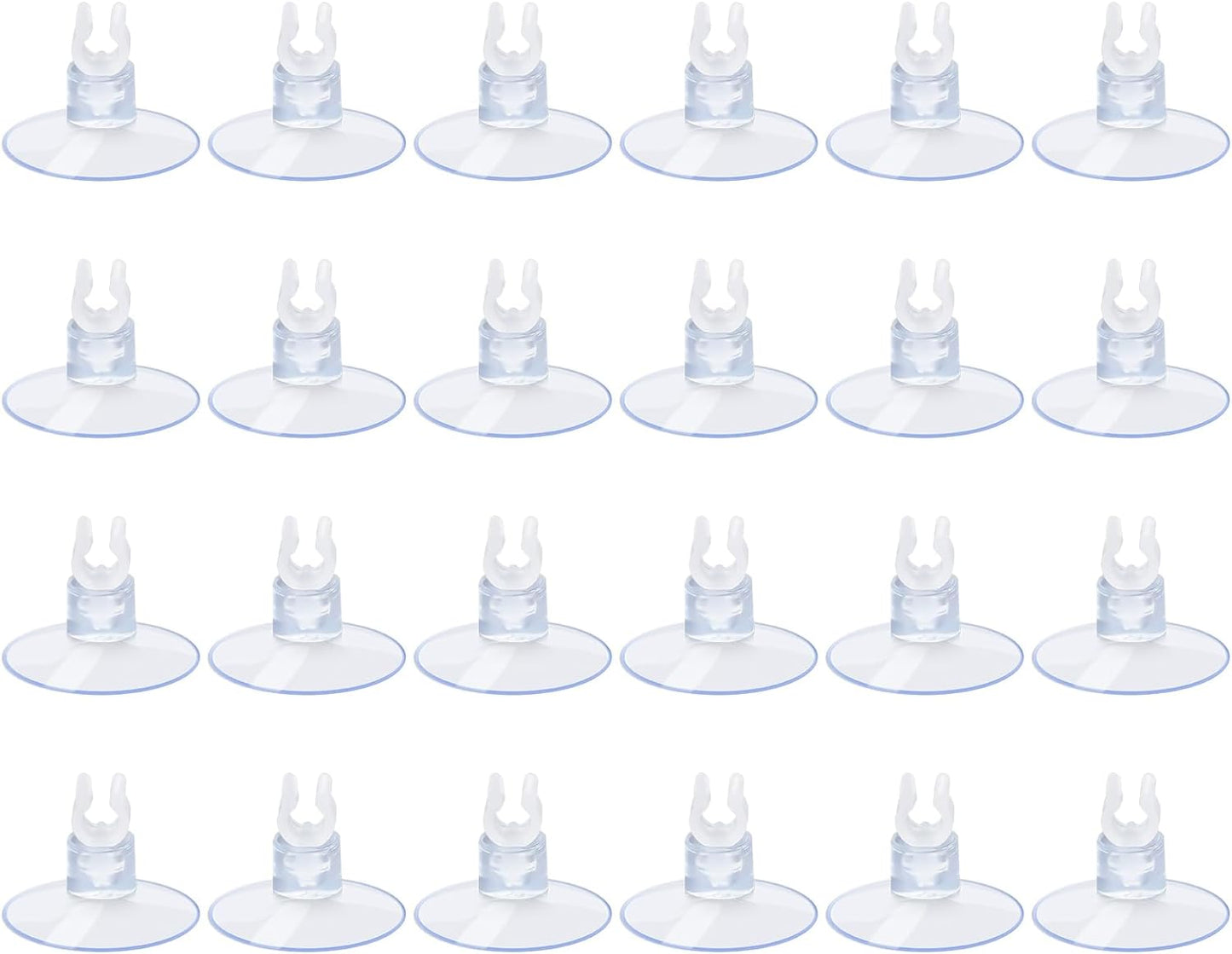 AQUANEAT Aquarium Suction Cups, for Fish Tank Airline Tubing, with Clips 3/16" air Hose Holder, 24pcs (Clear)