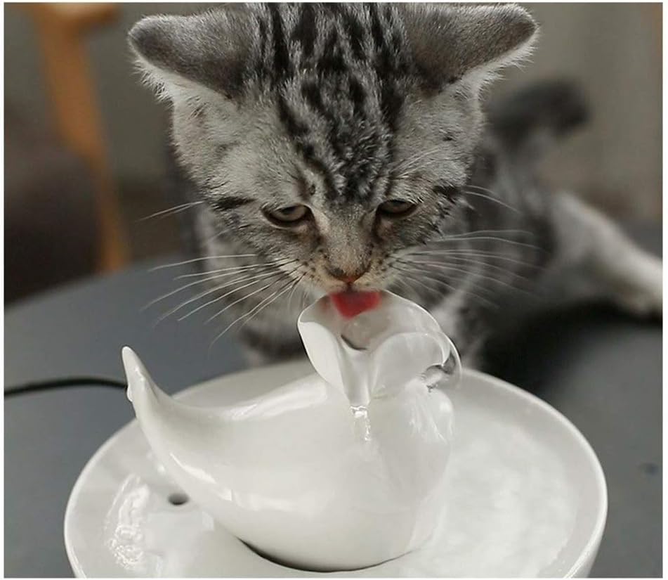 Cat Drinking Fountain Ceramic Cat and Dog Pet Water Dispenser Smart Pet Water Cup - Automatic Circulating Water Ultra-Quiet Anti-Skid Portable (Color : Blue)