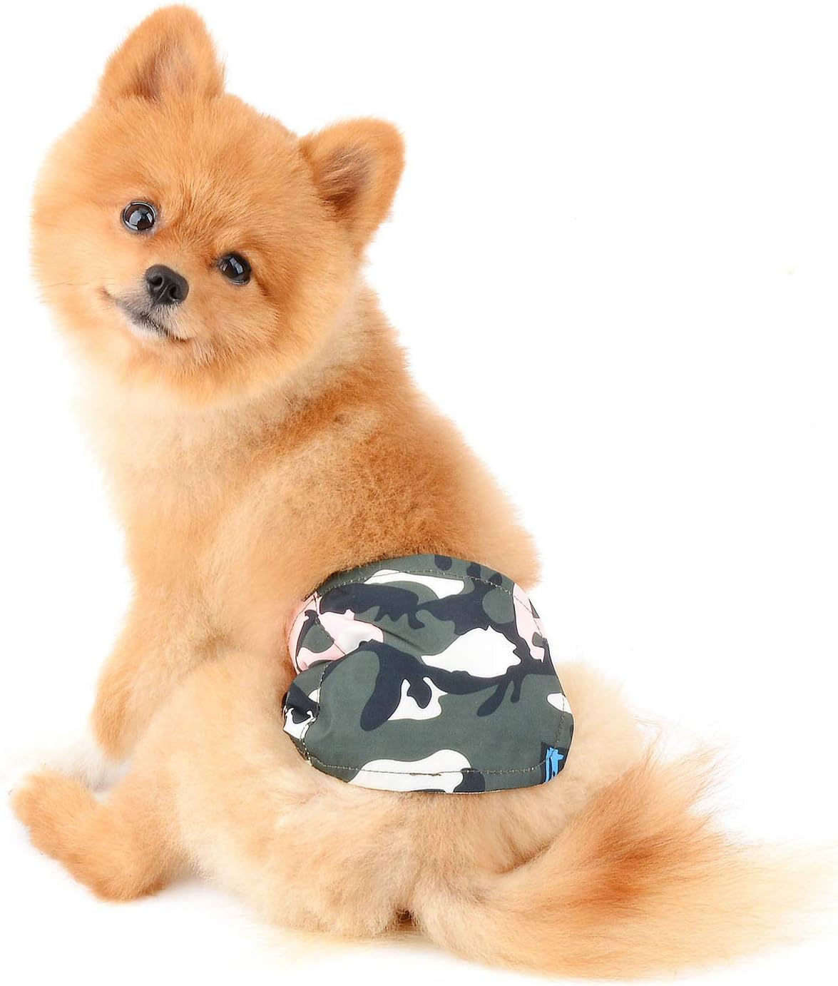 SELMAI Belly Bands for Male Dogs Small Medium Adjustable Washable Doggie Wrap Diapers Leakproof Reusable Comfy Boy Puppy Nappies Absorbent Pads Prevent Licking Fashion Camouflage Design Green Camo XL