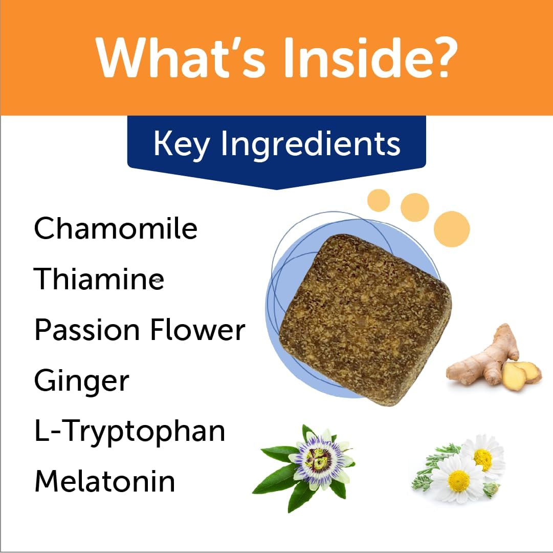 ThunderBites Dog Calming Chews, Thiamine, L-Tryptophan, Melatonin and Ginger, Can Help Relieve Stress from Separation, Storms, Fireworks & Travel (180 Count), formerly ThunderWunders