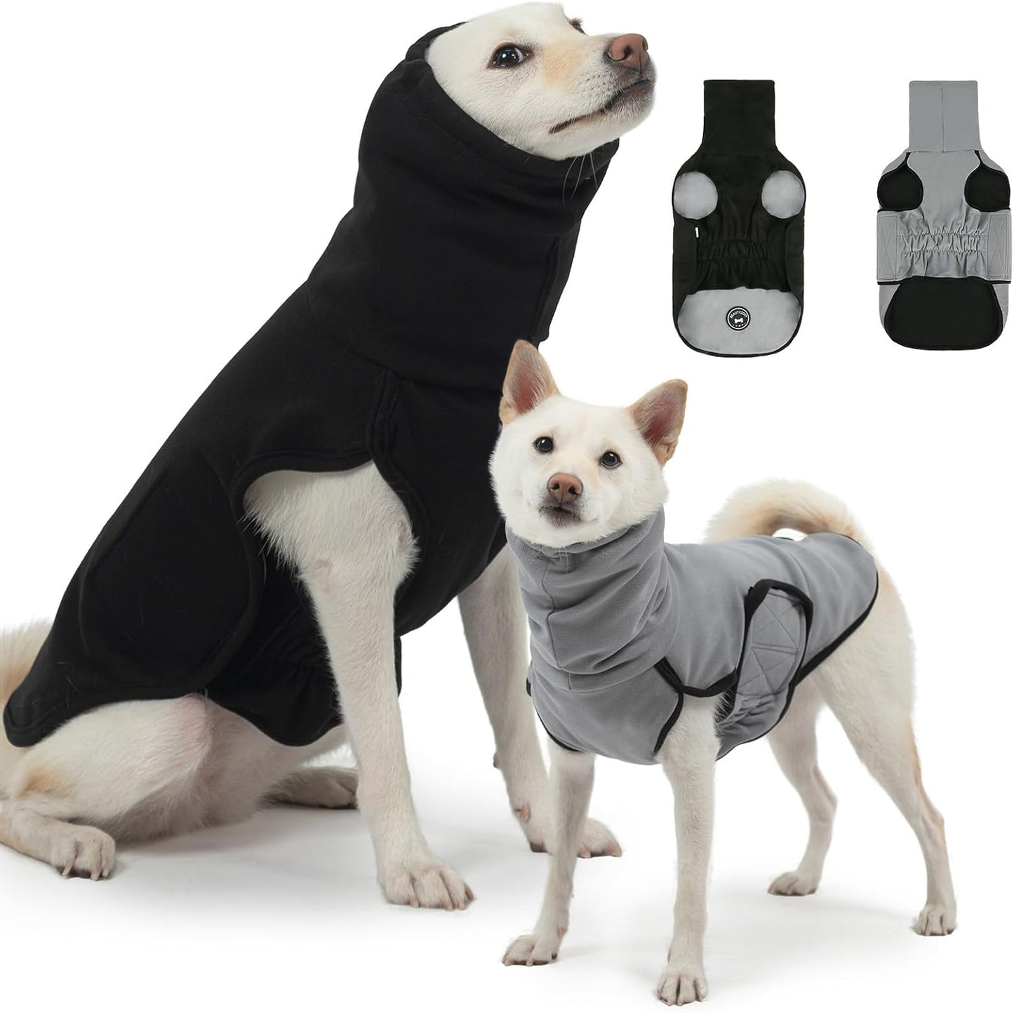 BEAUTYZOO 2-in-1 Reversible Dog Anxiety Vest – Calming Vest for Dogs, Turtleneck Anxiety Wrap for Dogs,Dog Calming Jacket for Fireworks Thunder Separation Vet Visits,Pet Hoodie for Small to Large Dogs