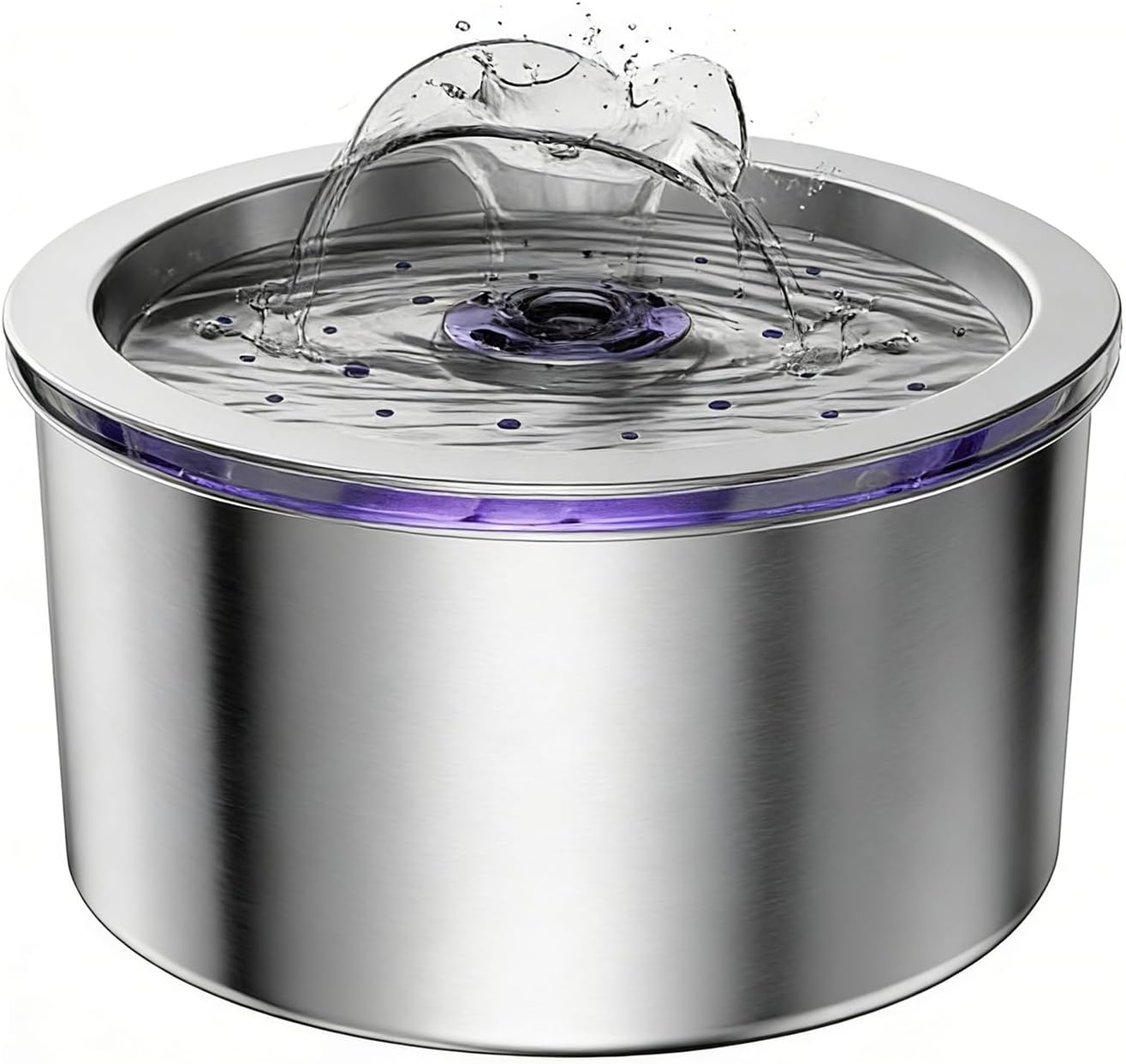 Cat Water Fountain Stainless Steel, 74oz/2.2L Automatic Pet Fountain with USB Pump & Replacement Filters, Ultra Quiet Indoor Water Dispenser for Cats, LED Monitoring Water Level