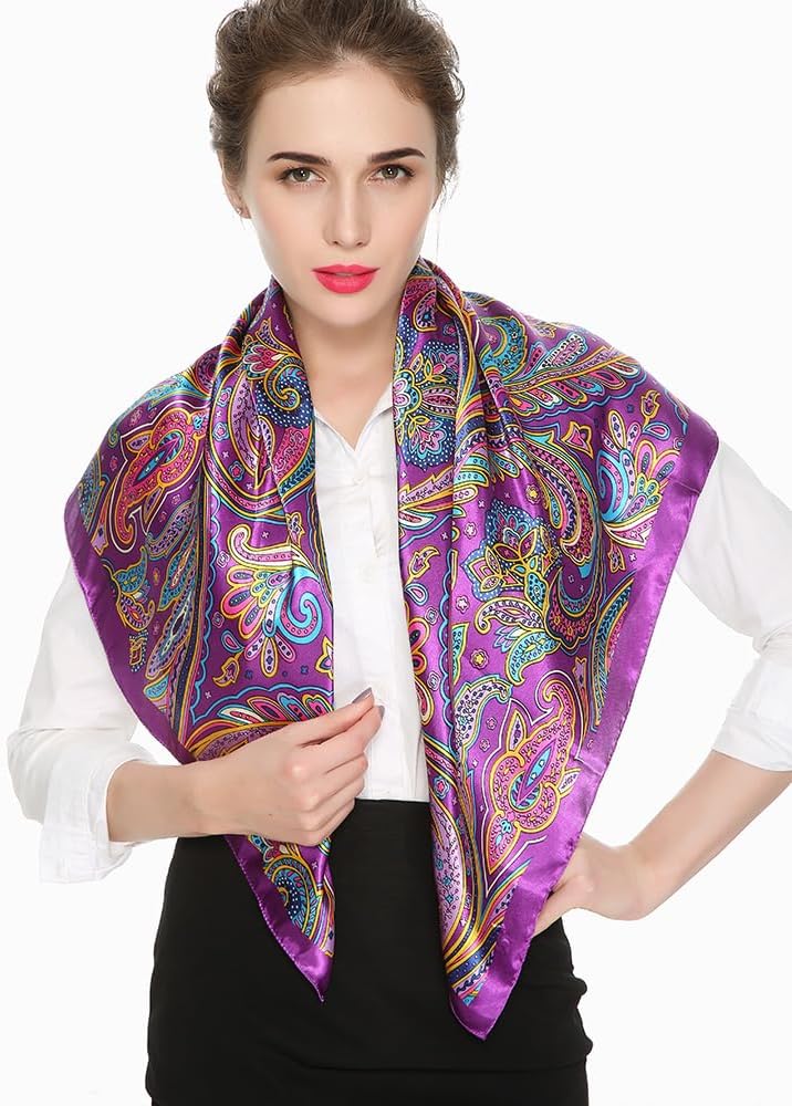 corciova 35x35 Large Square Satin Hair Scarf for Women – Silk-Feel Head Wrap, Night Protection, Fashion Bandana & Headscarf