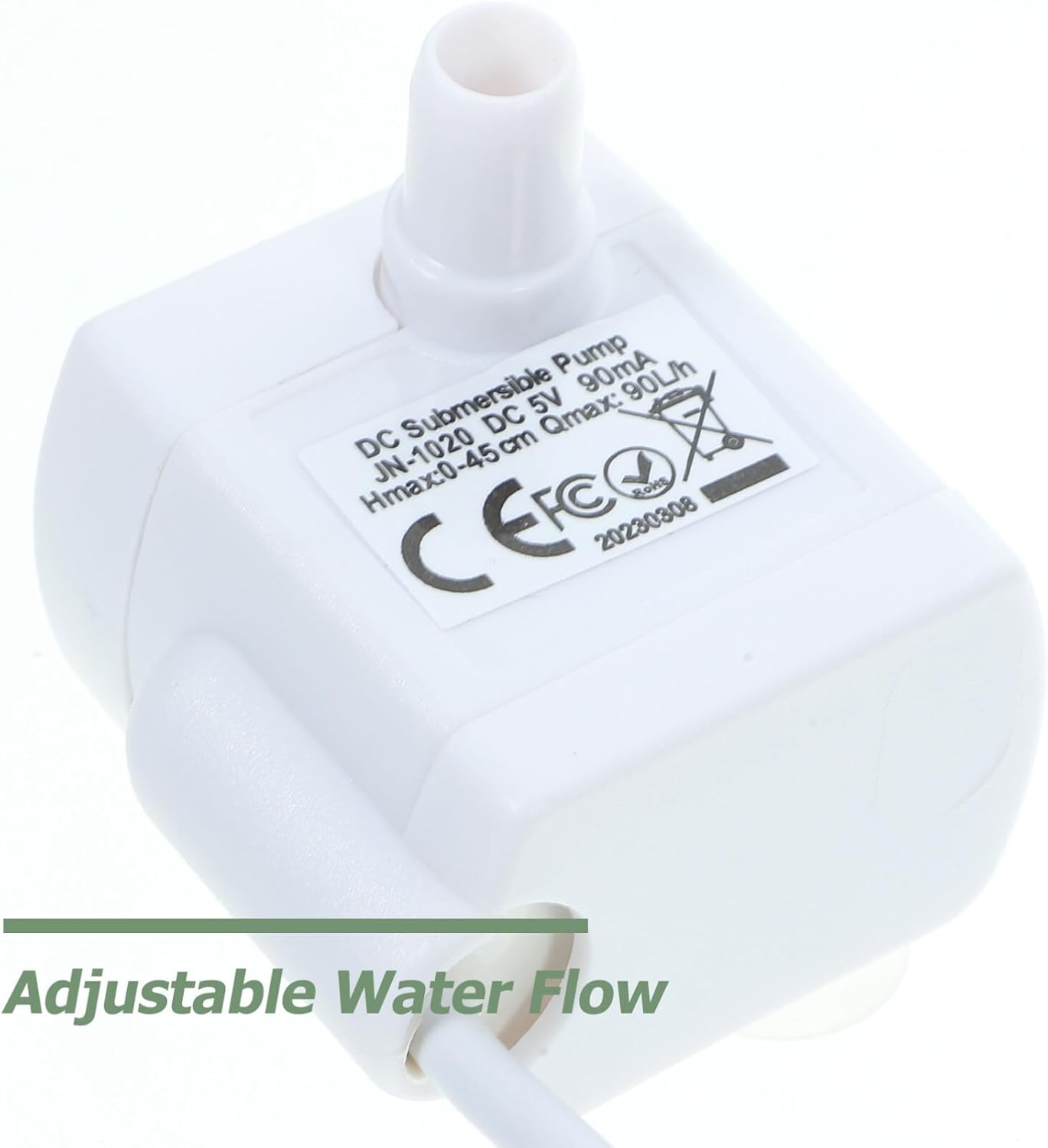 Kichvoe Pet Water Fountain Pump with 3 Modes Submersible Quiet Water Dispenser Pump for Cats Dogs Adjustable Flow Bite-Resistant Compact 1.57 Inch