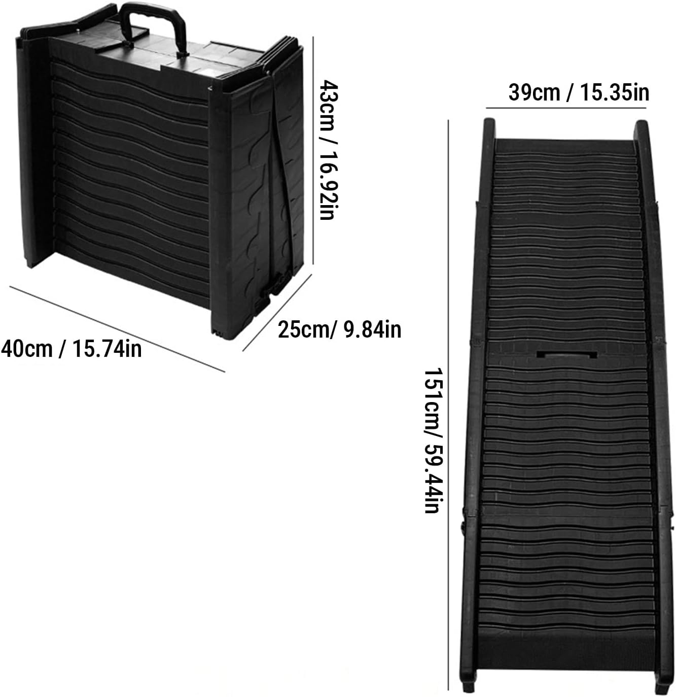 Luqeeg Foldable Dogs Ramp for Car, Anti Slip Outdoor Portable Pet Ramp Dogs Steps with Stable Design for Travel Car SUV Sedans Truck Pet Stairs, 59.44in x 15.35in