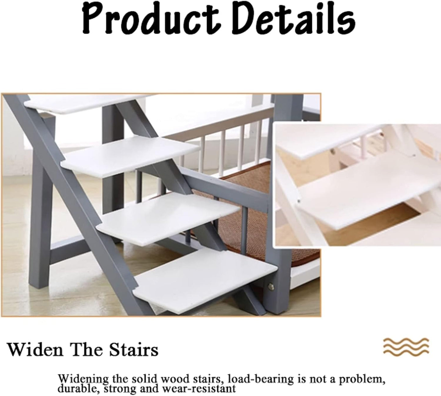 Dog Bed Double-Layer Wooden Dog Bed Elevated Pet Bed Frame Double Dog Bed Pet Sofa with Steps Dogs Stairs Suitable for Cats and Small Dogs for Dogs Pet Cat (A)