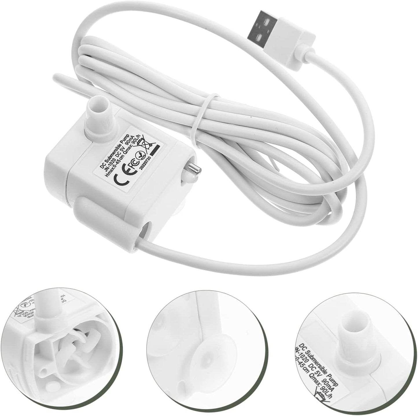 SUPVOX Cat Fountain Pump Replacement Mini Submersible Water Pump Quiet Usb Powered with Strong Suction Cup for Pet Water Dispensers and Fountains