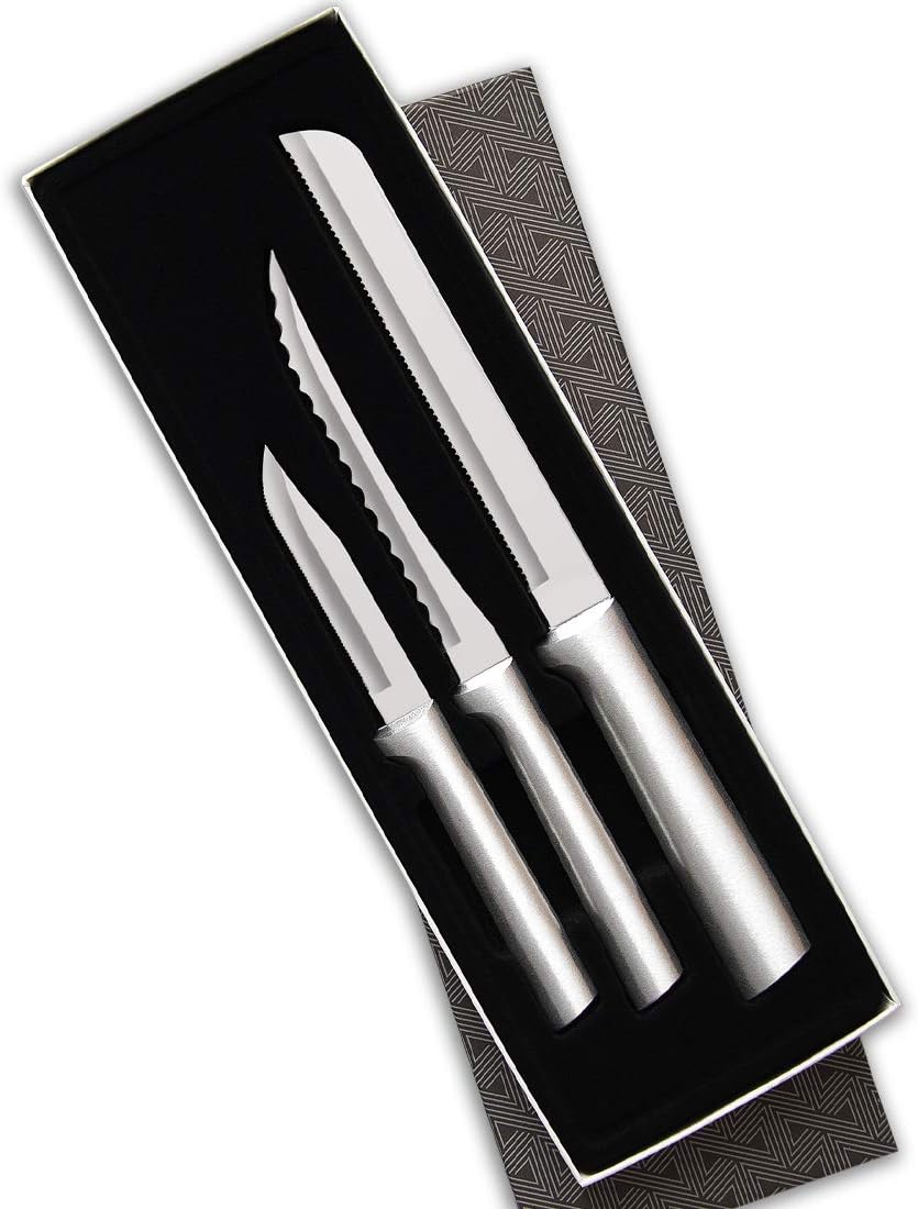Rada Cutlery Sensational Serrations Gift Set (S54), 3-Piece Knife Set, Stainless Steel Blade, Silver Handle