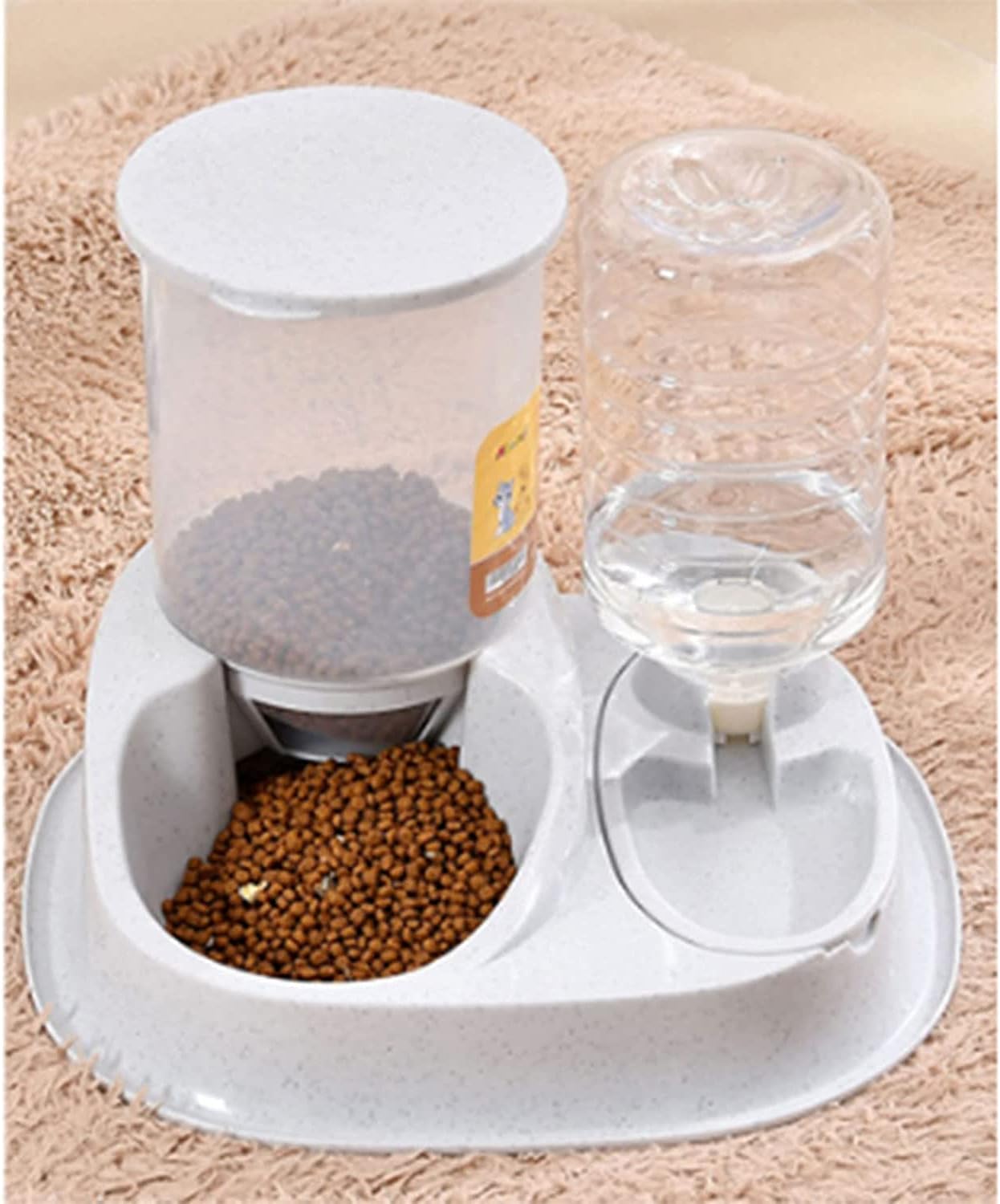 Water Dispenser 2 in 1Pet Bowl Fountain Automatic Water Food Feeder Dispenser Container for Cats Dogs Self Dispenseing Cat Feeder and Dog Water Dispensers Travel Supply cat Fountain (Grey)