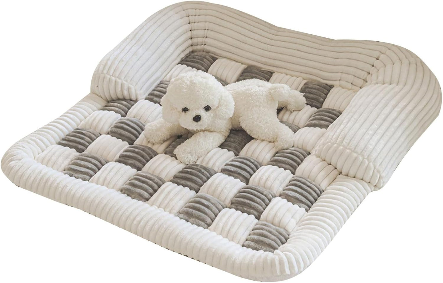 Comfortable Dog Couch Bed with Eggs Shape Foam Side Pillows Removable Covers Nonslip Pet Bedding for Winter Small Sofa Bed