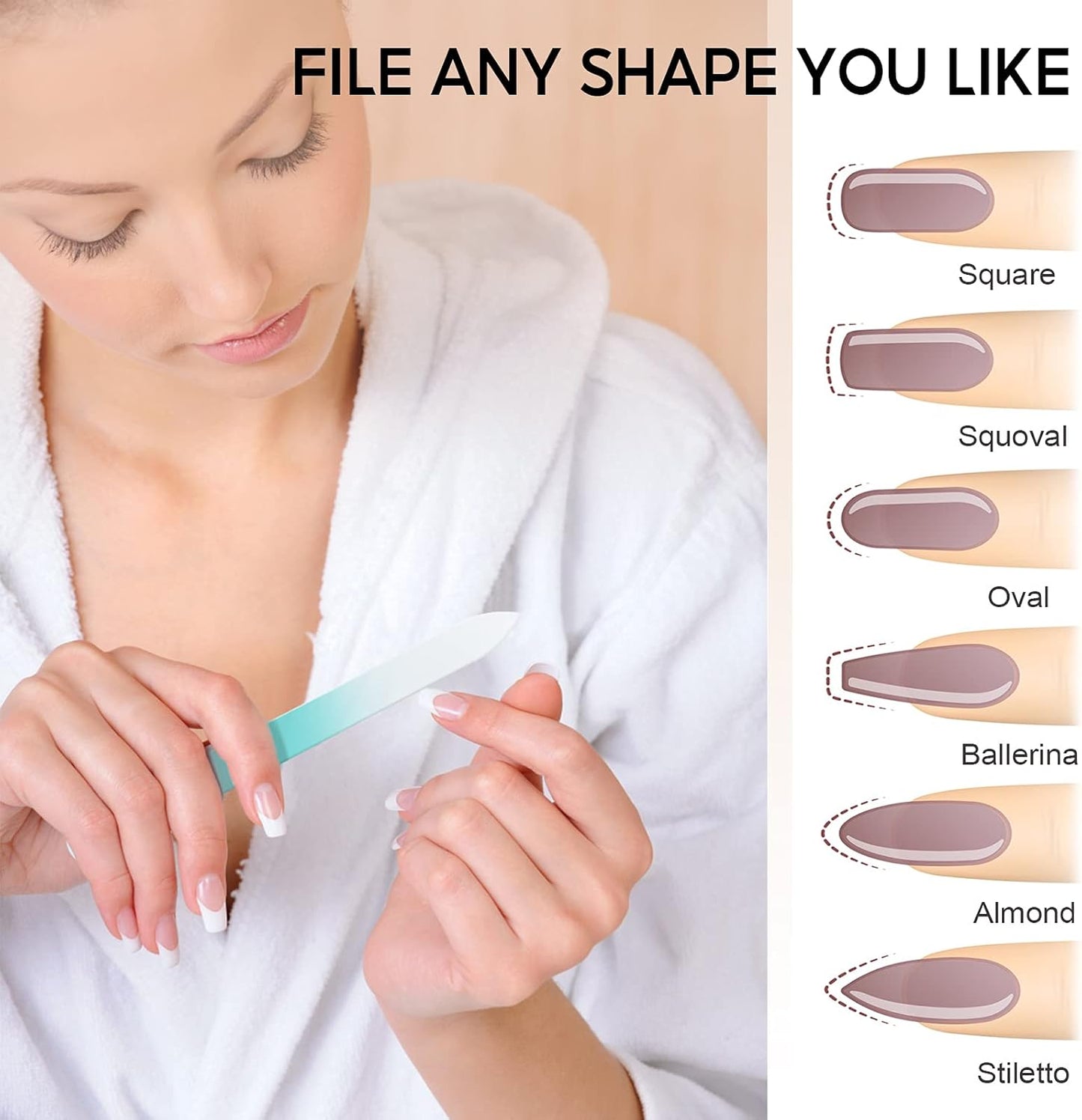 Glass Nail File 3 Pack for Natural Nails, Stocking Stuffers for Women Adults Unique Christmas Gifts Crystal Fingernail Files with Case Etched Nail Filer Professional Nail File Glass Lima de uñas