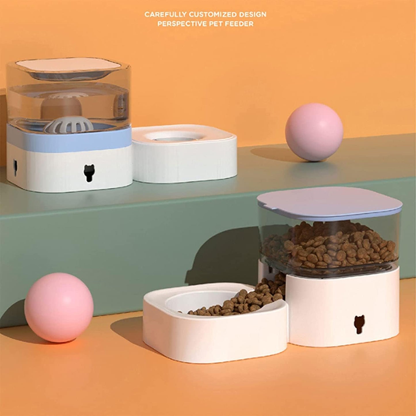 Dispenser Water Dispenser and FeederPets Feeder Dog Feeder Cats Feeder with Water Dispenser Gravity Capacity Pets Feeder Auto for Small Medium Big Cats Dogs cat Fountain (Size : Feeders) ( Water