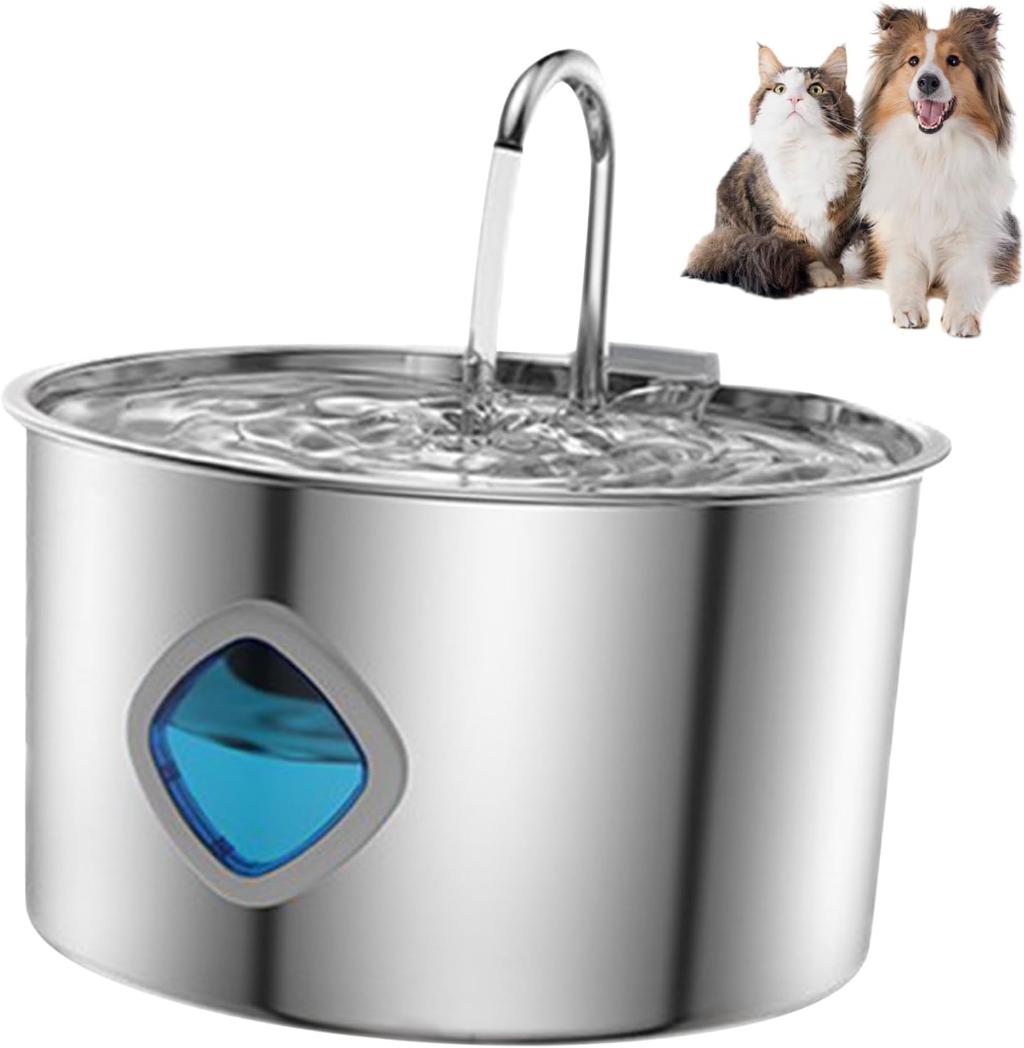 Quiet USB-Powered 3.2L Stainless Steel Water Bowl for Dogs/Cats 4-Stage Filtration Systems USB Power Pet Waterer