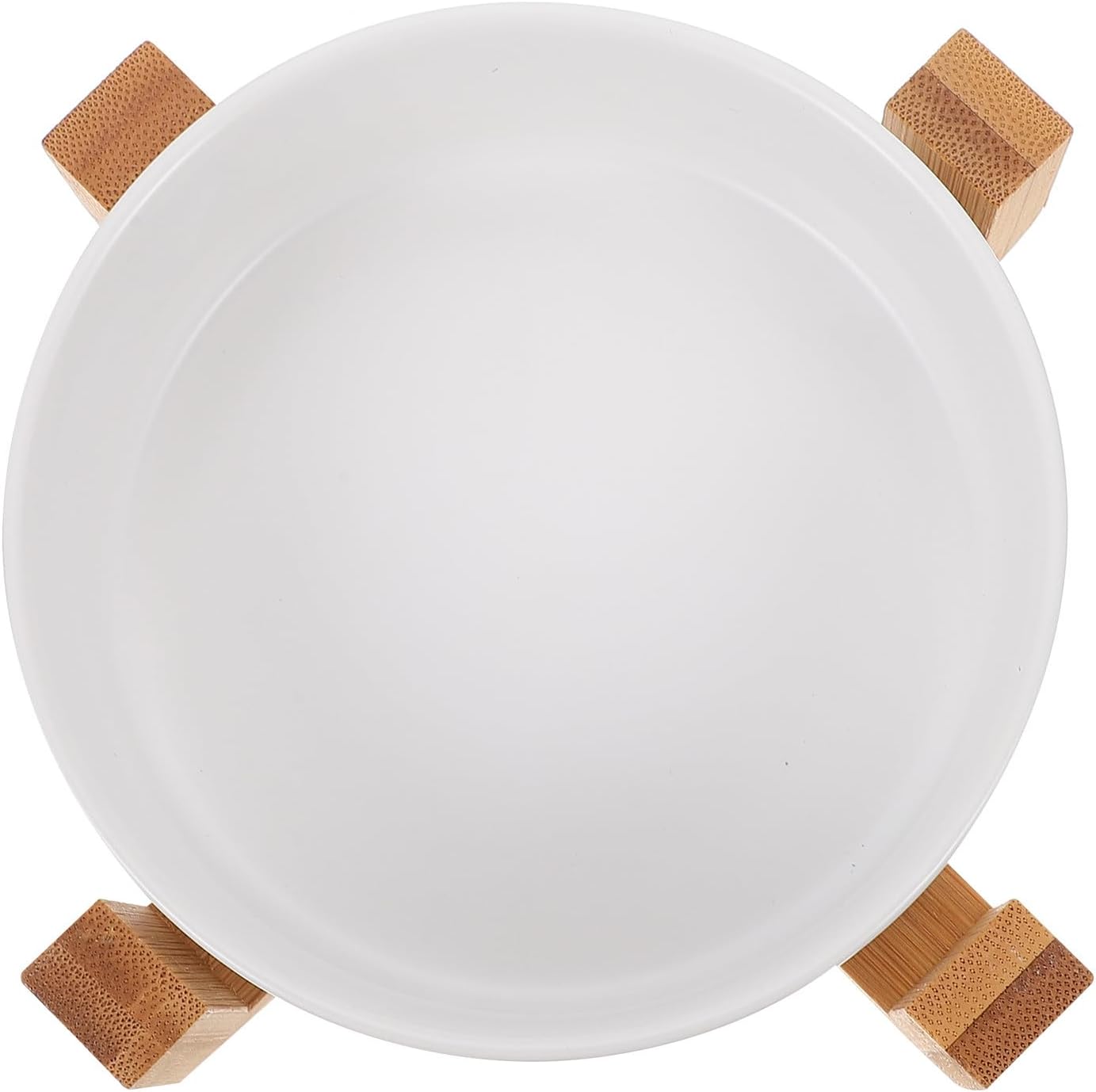 Milisten Ceramic Cat Bowls Elevated Pet Bowl with Wooden Stand Small White Raised Feeder for Cats Protecting Neck Spine Food and Water Dish