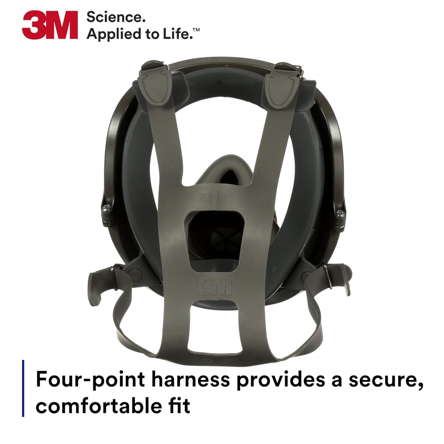 3M Full Facepiece Reusable Respirator 6800, NIOSH, Large Lens, ANSI High Impact Eye Protection, Silicone Face Seal, Four-Point Harness, Comfortable Fit, Painting, Dust, Chemicals, Medium