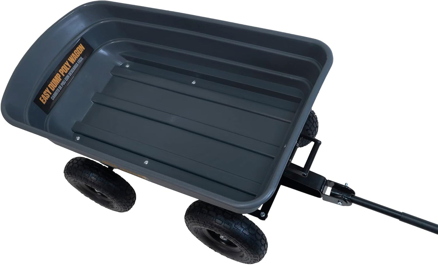 True Temper Poly Garden Cart Wagon, Easy Dump Design, 4 Cu. Ft. Capacity, 10 in. Pneumatic Tires for Lawn, Utility, Yard, Farm