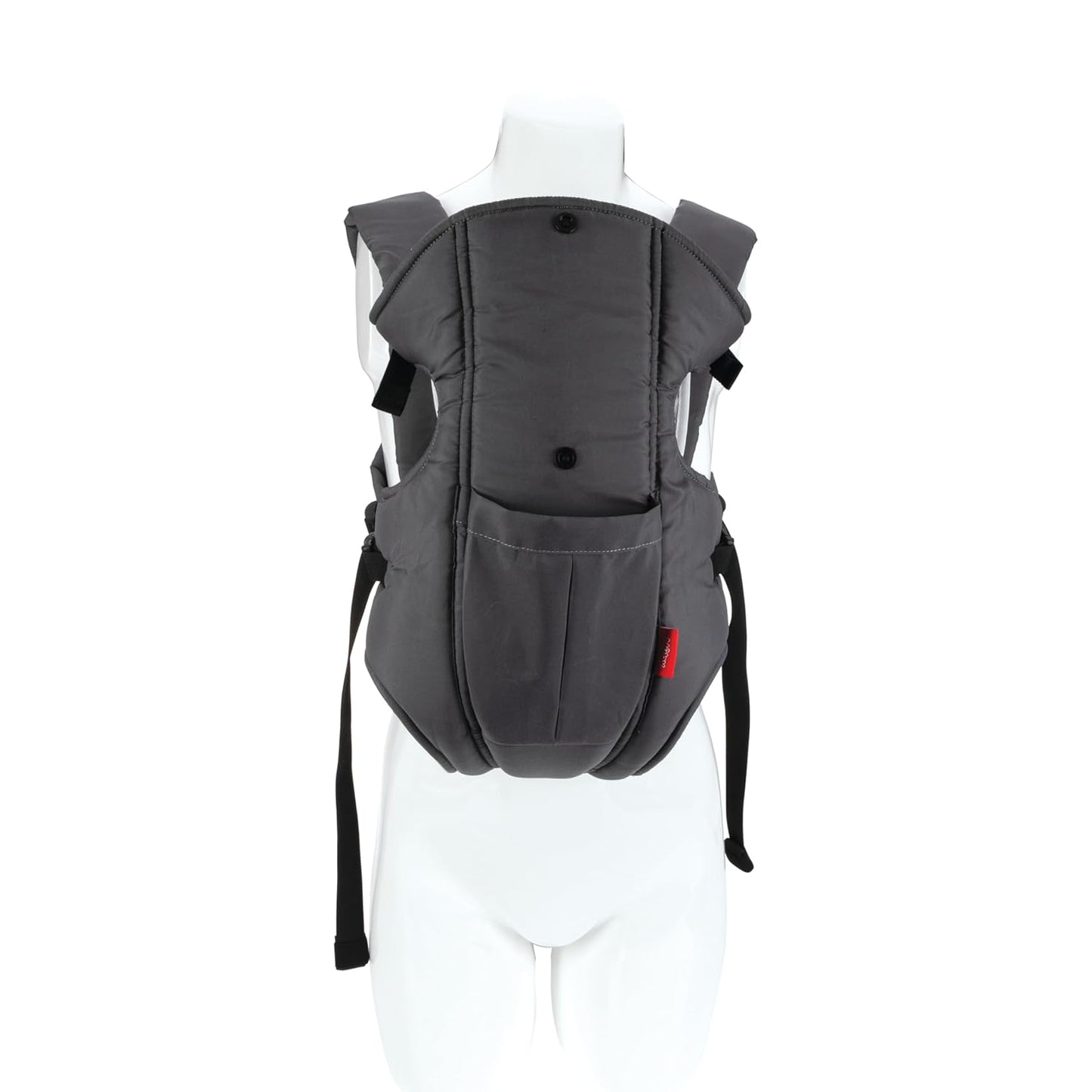 Nuby Deluxe Baby Carrier: Newborn to Toddler with Lumbar Support for 7.7-32.8 lb. (3.5-14.9 kg) | Lightweight Breathable Mesh Fabric | Bonus Teether | Removeable Baby Drool Bib | Color: Grey