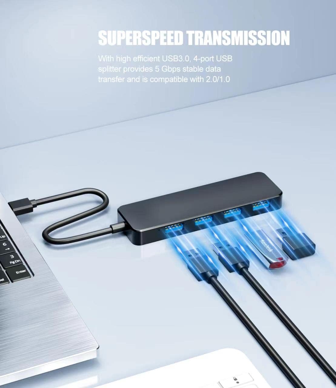USB Hub 3.0, PANPEO 4-Port USB 3.0 Hub Multi USB Port Expander for Laptop, Xbox, Flash Drive, Mobile HD, Console, Printer, Camera, Keyborad, Mouse