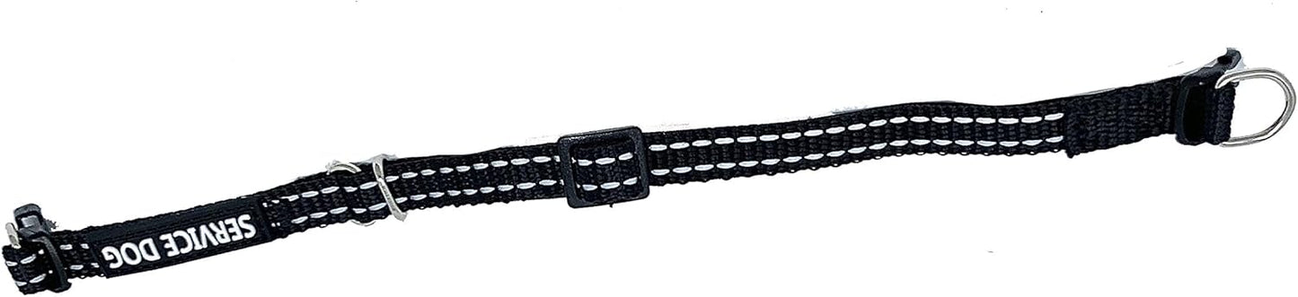 Albcorp Reflective Service Dog Collar – Sizes XS to XL (8.6–28.7 Inches), Service Dog Rubber Patch, Neoprene-Padded Comfort & High-Visibility Gear for Dedicated Handlers, Extra Small, Black