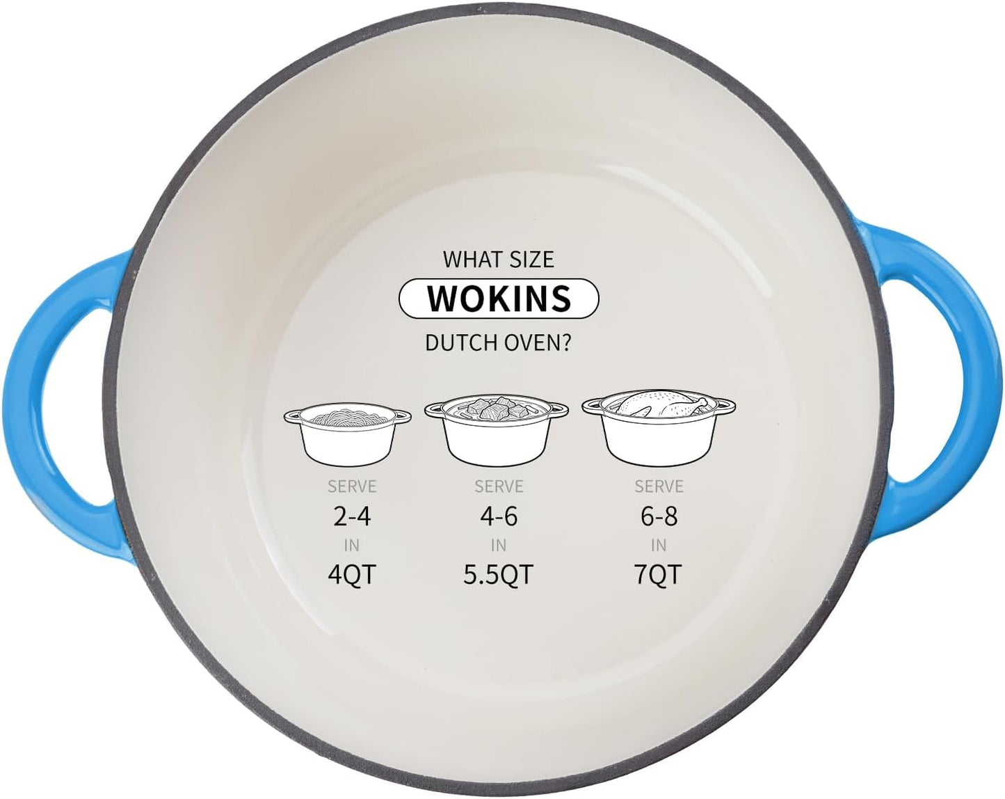 4QT Enameled Cast Iron Dutch Oven Pot with Lid,Heavy-Duty Cookware for Sourdough Bread Baking,Braising,Stews,Roasting,Oven Safe up to 500°F,blue