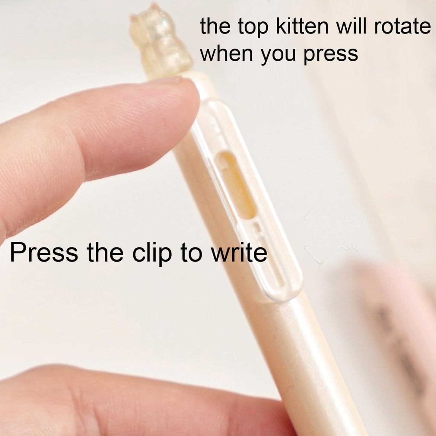 4 Pcs Cute Retractable Pens Cat Gel Pens Gliiter Aesthetic Pen 0.5mm Fine Point Black Ink Smooth Writing Kawaii Cartoon Kitty Pen for Women Girls Office School Supplies (4Pcs Gliiter Cat)