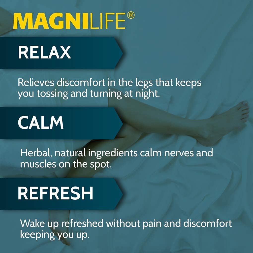 MagniLife Relaxing Leg Cream, Restless Legs, Deep Penetrating Topical for Pain, Naturally Soothe Cramping, Discomfort, and Tossing with Lavender and Magnesium - 4oz