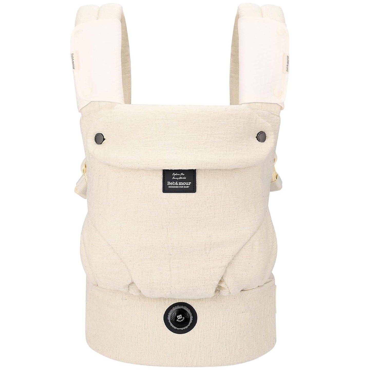 Bebamour Baby Carrier Ergonomic Infant Carrier for 7-32lbs, Adjustable Knob for Baby Hip Healthy Develop, Soft Cotton Infant Carrier,Front and Back Baby Carrier with 2 Teething Pads (White)