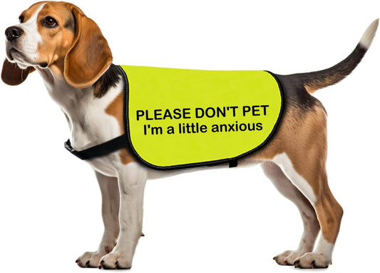 Anxious Dog Jacket - Do Not Pet I Am A Little Anxious - Dog Walking Slogan Warning Vest (Large)