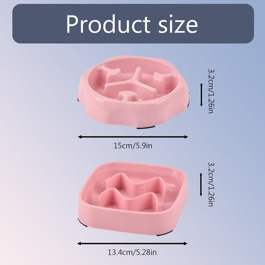 2 Pack Slow Feeder Bowls - Small Breed, Pink Silicone, Slow Down Eating Speed for Medium Small Breed Dogs & Cats