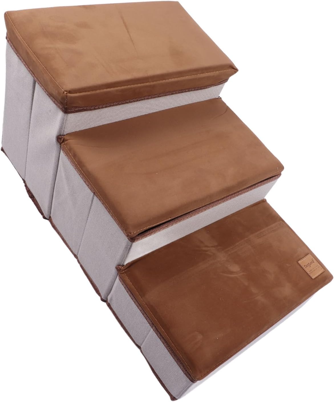 Pilipane Dog Stairs for Small Dogs Foldable 3 Tiers Dog Steps Anti Slip Large Capacity with Storing Space for High Bed Couch