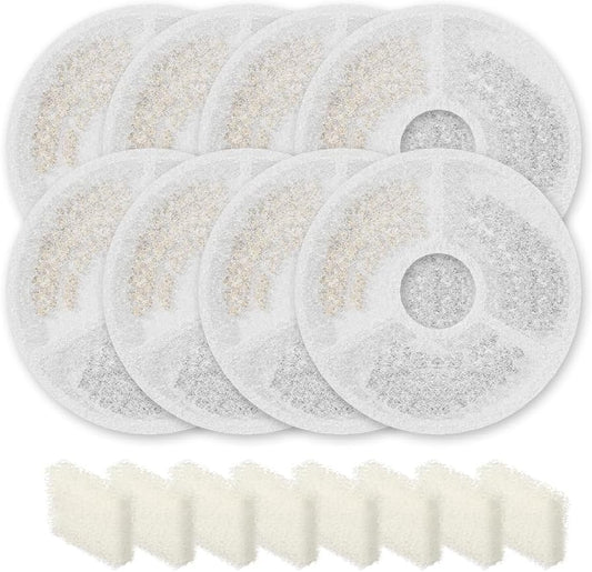 8 Pack Replacement Filters & 8 Pack Pre-Filter Sponges Set – Official Replacement Filters for Sarpaws Cat Drinking Water Fountains Dog Water Dispenser-FW1