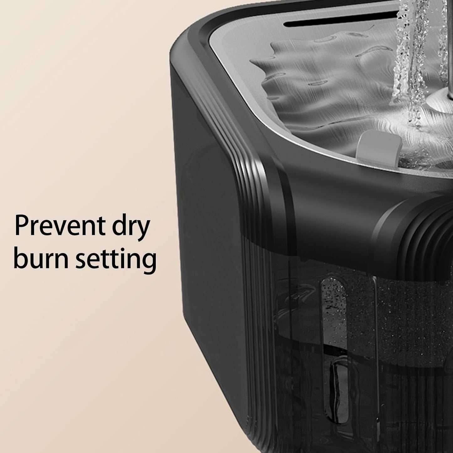 2.8L Automatic Circulating Pet Water Fountain with Stainless Steel Tray and Nonslip Base for Dog Everyday Watering Use Stainless Steel Pet Water Dispenser