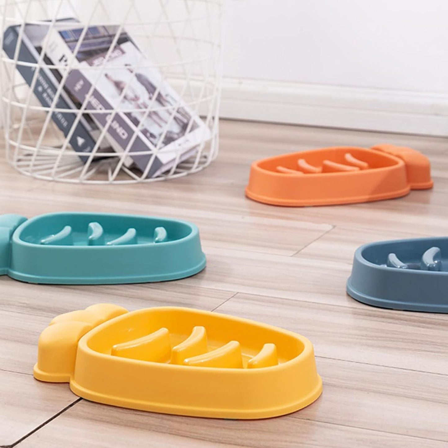 Slow Feeder Dog Bowls Fun Carrot Shape Puzzle Feeding Bowl Interactive Puppy Food Bowls Safe Skid Design