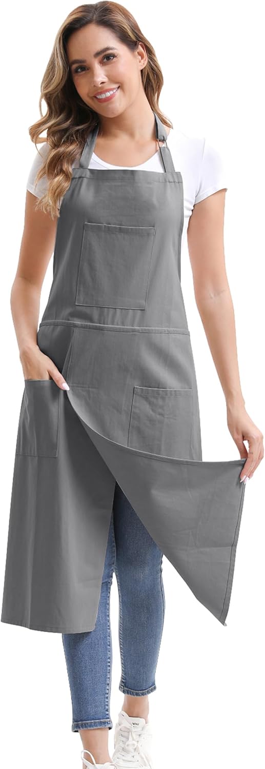 Nanxson Pottery Apron Split Leg Long Artist Painting Apron with 3 Pockets & Adjustable Buckle for Ceramic Wheel DIY Art