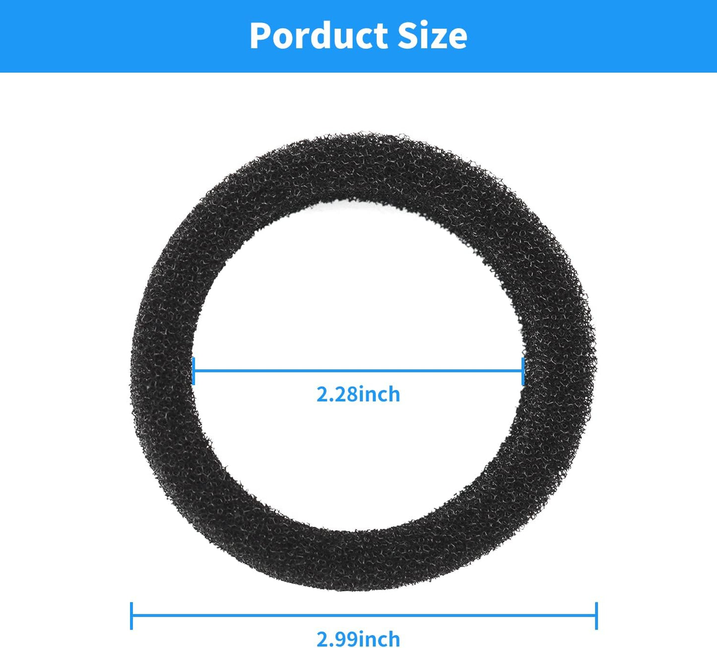 8 Pieces Pet Water Fountain Filter Sponge Replacement for 2.5 L/84 oz 2.2 L/ 74 oz Stainless Steel Cat Fountains, Black Round Filter Foam for stainless steel Cat Drink Fountains