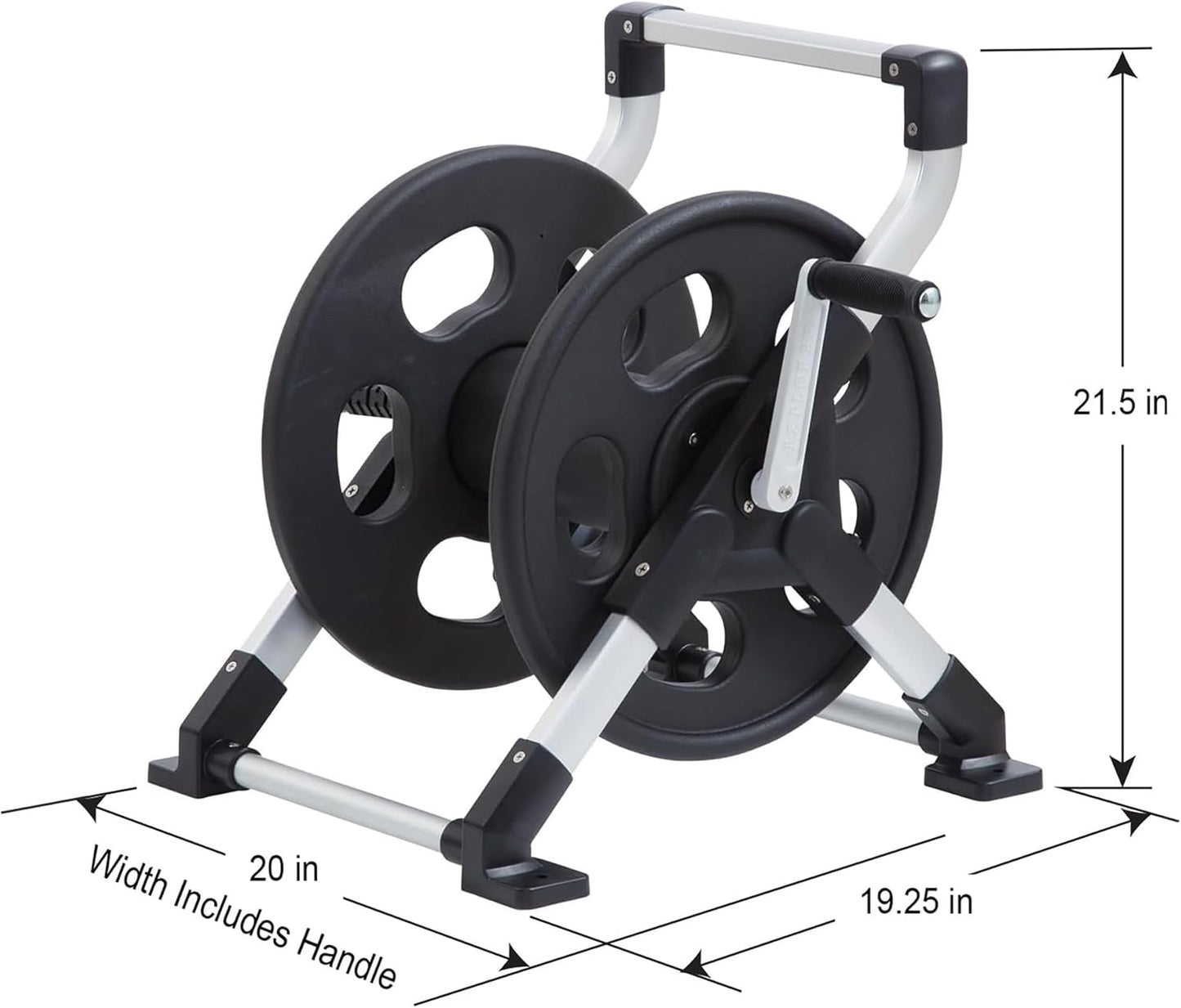 Liberty Garden 306 Explorer Floor or Wall Mount Hose Reel, Aluminum, Holds 150-feet of 5/8-Inch hose, Silver/Black