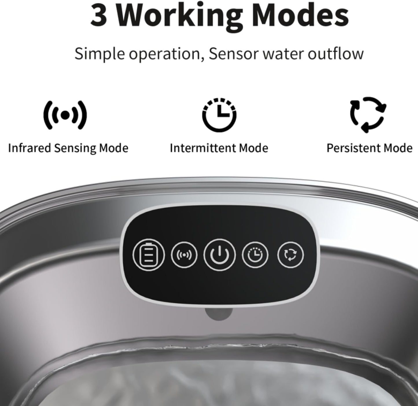 Cat Water Fountain Stainless Steel- 108oz/3.2L Pet Fountain with 4 Replacement Filters, Motion Sensor& 3 Working Modes, Cordless Automatic Dog Water Dispenser for Cats, Dogs, and Small Pets