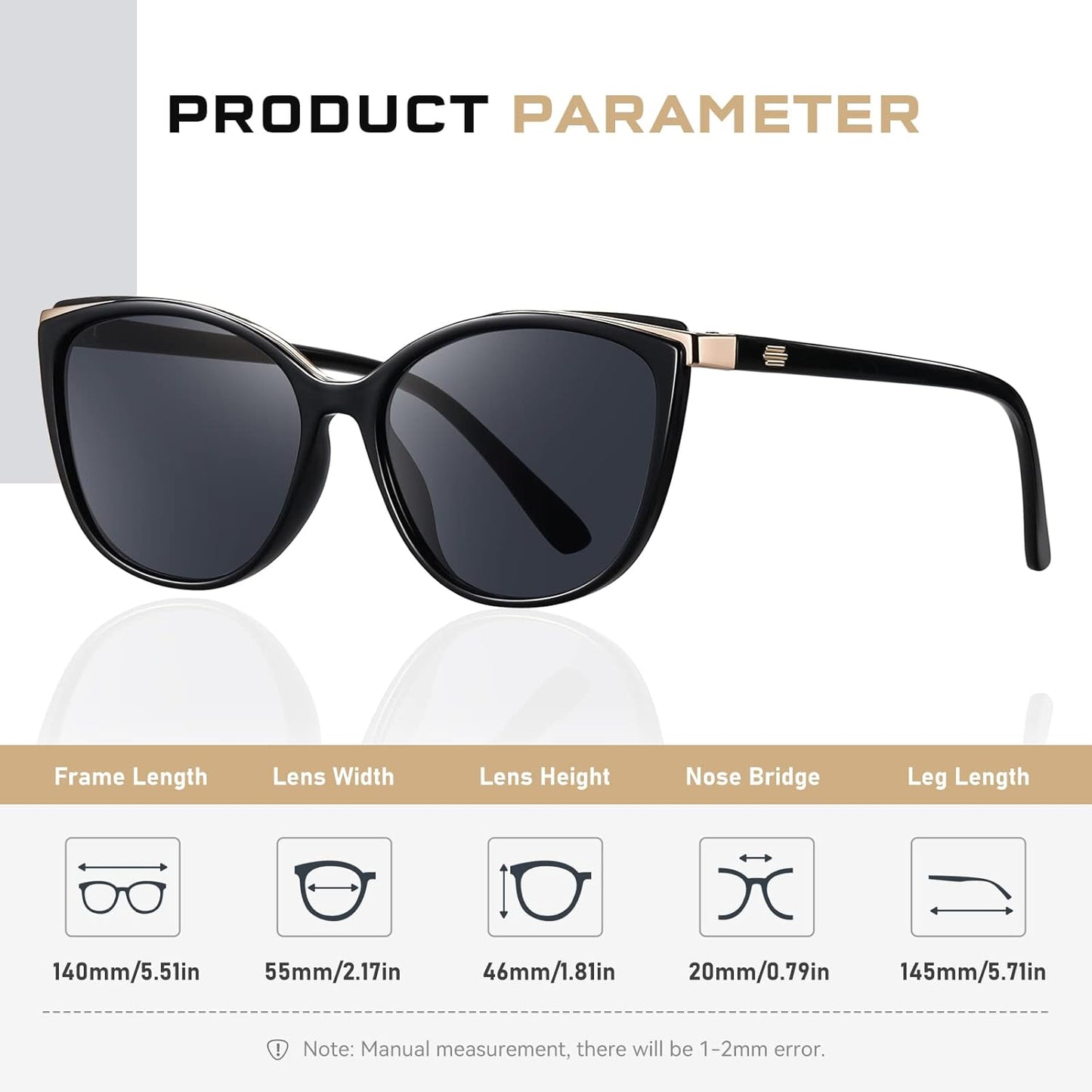 Trendy Cat Eye Sunglasses for Women Fashion Cateye UV400 Protection Glasses CL22017