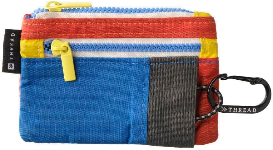 Thread Wallets Pouch Wallet – Compact Zip Wallet with Clear ID Window, Coin & Card Pockets, and Key Stash – Lightweight Rip-Stop Travel Wallet for Men & Women (Color Block)